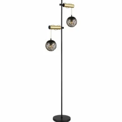 Suspension Verre Fumé-Luminaires Globo Lighting Lampadaire Globo FITZ Noir, 2 lumières
