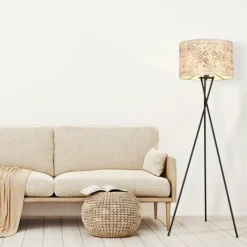 Lampes En Tissu-Luminaires Globo Lighting Lampadaire Globo GABRIELE Noir, 1 lumière