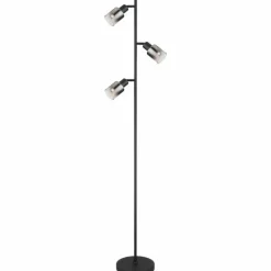 Suspension Verre Fumé-Luminaires Globo Lighting Lampadaire Globo HUBERTUS Noir, 3 lumières