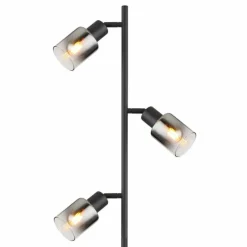 Suspension Verre Fumé-Luminaires Globo Lighting Lampadaire Globo HUBERTUS Noir, 3 lumières