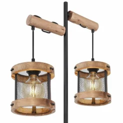 Lampes En Bois-Luminaires Globo Lighting Lampadaire Globo JEANIE Bois foncé, Noir, 2 lumières