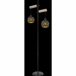 Lampes Dorées-Luminaires Globo Lighting Lampadaire Globo JODIE Bois clair, Noir, 2 lumières