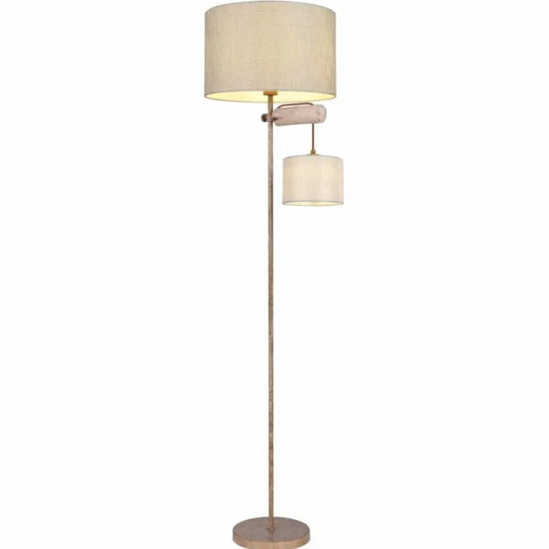 Lampes En Tissu-Luminaires Globo Lighting Lampadaire Globo LENNI Brun, Rouille, 2 lumières