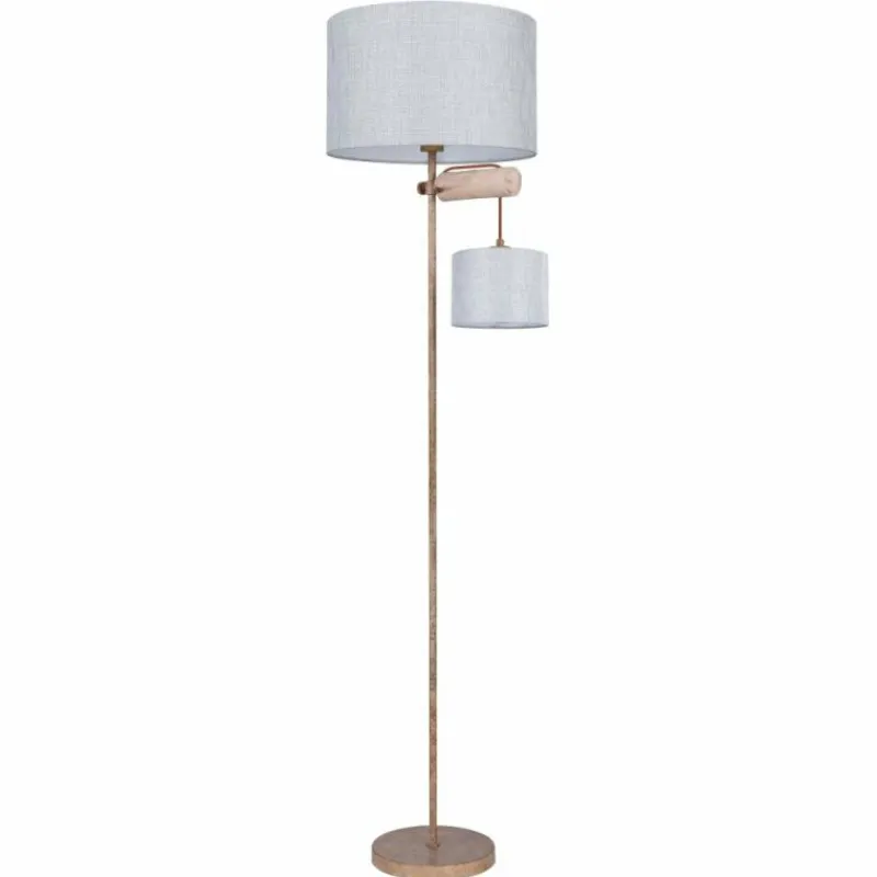 Lampes En Tissu-Luminaires Globo Lighting Lampadaire Globo LENNI Brun, Rouille, 2 lumières