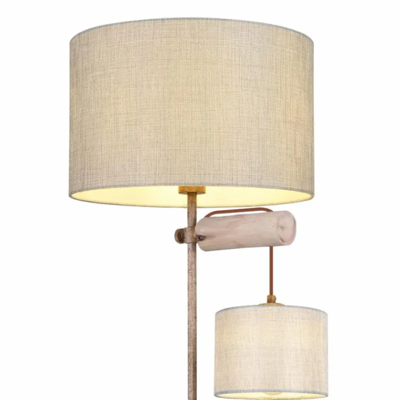 Lampes En Tissu-Luminaires Globo Lighting Lampadaire Globo LENNI Brun, Rouille, 2 lumières