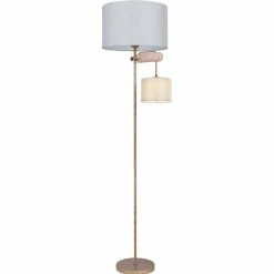 Lampes En Tissu-Luminaires Globo Lighting Lampadaire Globo LENNI Brun, Rouille, 2 lumières