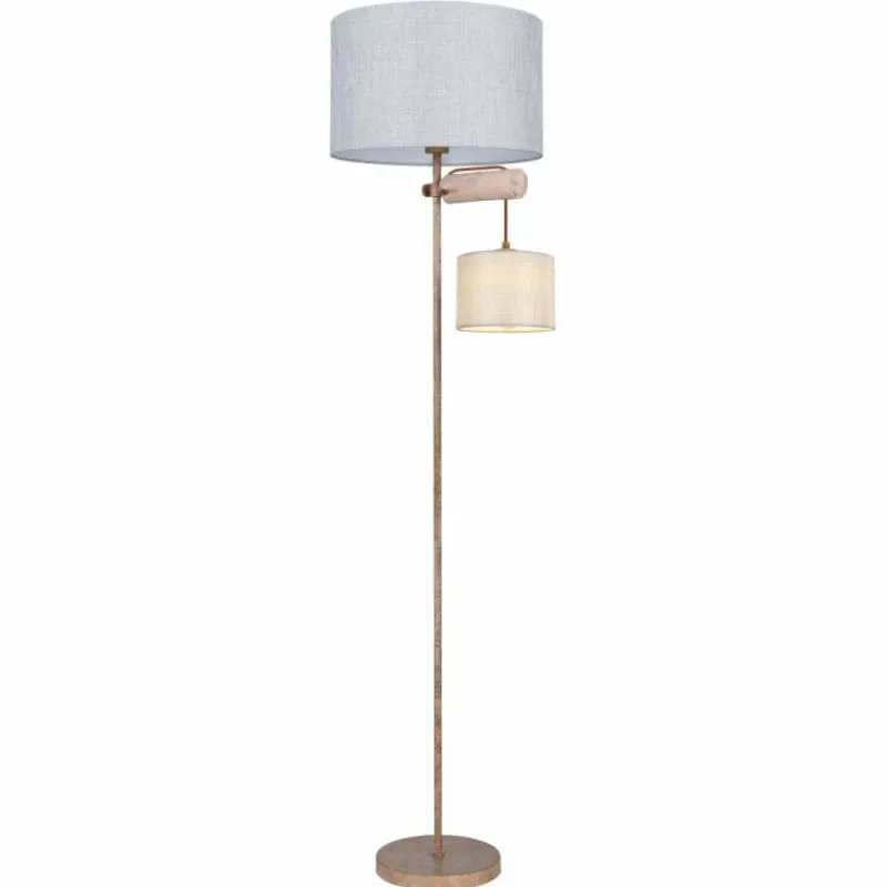 Lampes En Tissu-Luminaires Globo Lighting Lampadaire Globo LENNI Brun, Rouille, 2 lumières