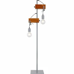Lampes Industrielles-Luminaires Globo Lighting Lampadaire Globo LUDI Gris, Bois foncé, 2 lumières