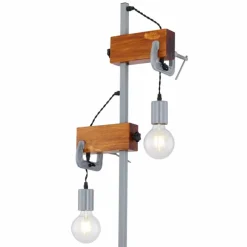 Lampes Industrielles-Luminaires Globo Lighting Lampadaire Globo LUDI Gris, Bois foncé, 2 lumières