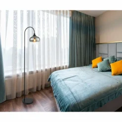 Suspension Verre Fumé-Luminaires Globo Lighting Lampadaire Globo MAXY Noir, 1 lumière