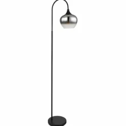 Suspension Verre Fumé-Luminaires Globo Lighting Lampadaire Globo MAXY Noir, 1 lumière