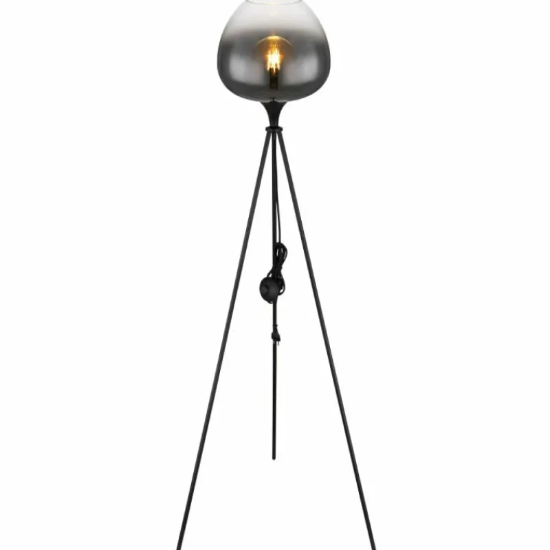 Suspension Verre Fumé-Luminaires Globo Lighting Lampadaire Globo MAXY Noir, 1 lumière