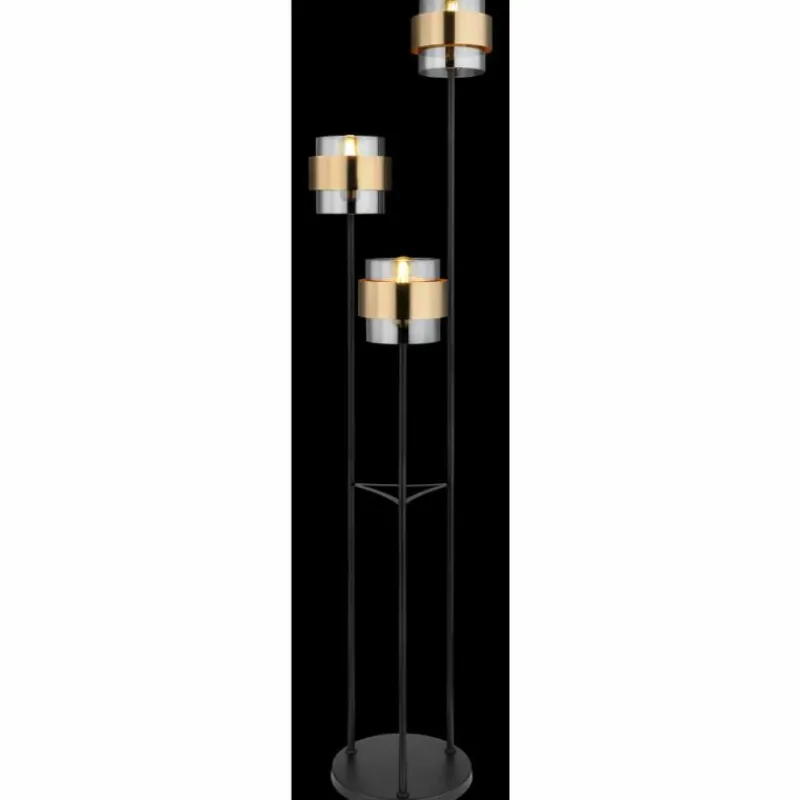 Suspension Verre Fumé-Luminaires Globo Lighting Lampadaire Globo MILLEY Noir, 3 lumières