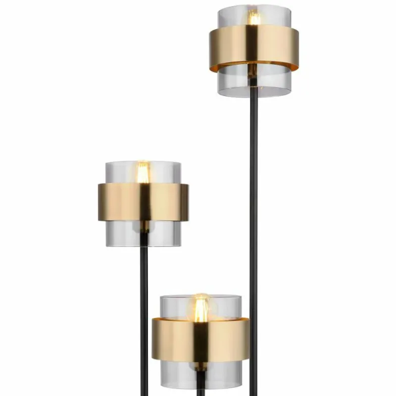 Suspension Verre Fumé-Luminaires Globo Lighting Lampadaire Globo MILLEY Noir, 3 lumières