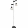 Lampes En Bois-Luminaires Globo Lighting Lampadaire Globo MINA Noir, 2 lumières