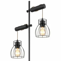 Lampes En Bois-Luminaires Globo Lighting Lampadaire Globo MINA Noir, 2 lumières