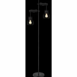 Lampes En Bois-Luminaires Globo Lighting Lampadaire Globo MINA Noir, 2 lumières