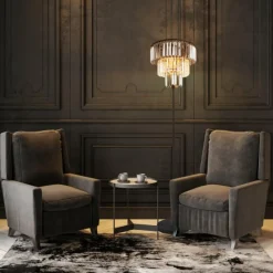 Suspension Verre Fumé-Luminaires Globo Lighting Lampadaire Globo NAXIS Noir, 3 lumières