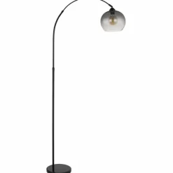 Suspension Verre Fumé-Luminaires Globo Lighting Lampadaire Globo NEWCASTLE Noir, 1 lumière