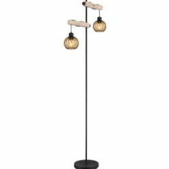 Lampes En Bois-Luminaires Globo Lighting Lampadaire Globo PAULO Écru, Noir, 2 lumières