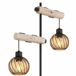 Lampes En Bois-Luminaires Globo Lighting Lampadaire Globo PAULO Écru, Noir, 2 lumières