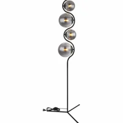 Suspension Verre Fumé-Luminaires Globo Lighting Lampadaire Globo PORRY Noir, 4 lumières