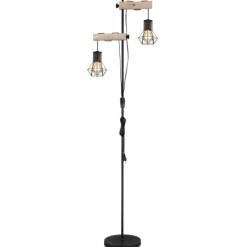 Lampes En Bois-Luminaires Globo Lighting Lampadaire Globo PRISKA Écru, Noir, 2 lumières