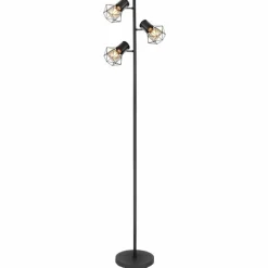 Luminaires Globo Lighting Lampadaire Globo PRISKA Noir, 3 lumières* Lampadaires Et Lampes Sur Pied