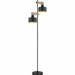 Lampes En Bois-Luminaires Globo Lighting Lampadaire Globo RIELLY Couleur bois, Noir, 2 lumières