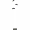 Lampes En Bois-Luminaires Globo Lighting Lampadaire Globo ROBBY Anthracite, Bois foncé, 3 lumières