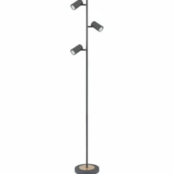 Lampes En Bois-Luminaires Globo Lighting Lampadaire Globo ROBBY Anthracite, Bois foncé, 3 lumières