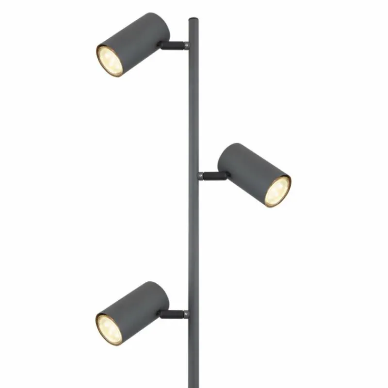 Lampes En Bois-Luminaires Globo Lighting Lampadaire Globo ROBBY Anthracite, Bois foncé, 3 lumières