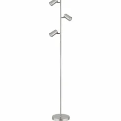 Luminaires Globo Lighting Lampadaire Globo ROBBY Nickel mat, 3 lumières* Lampadaires Et Lampes Sur Pied