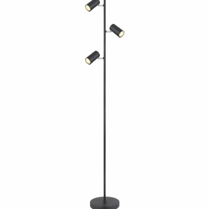 Luminaires Globo Lighting Lampadaire Globo ROBBY Noir, 3 lumières* Lampadaires Et Lampes Sur Pied