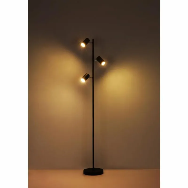 Luminaires Globo Lighting Lampadaire Globo ROBBY Noir, 3 lumières* Lampadaires Et Lampes Sur Pied