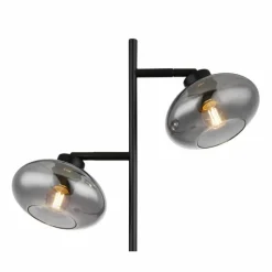 Suspension Verre Fumé-Luminaires Globo Lighting Lampadaire Globo SHAUN Noir, 2 lumières