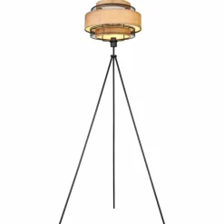 Lampes En Bois-Luminaires Globo Lighting Lampadaire Globo SOENI Noir, 1 lumière