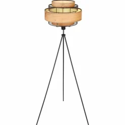 Lampes En Bois-Luminaires Globo Lighting Lampadaire Globo SOENI Noir, 1 lumière