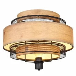 Lampes En Bois-Luminaires Globo Lighting Lampadaire Globo SOENI Noir, 1 lumière