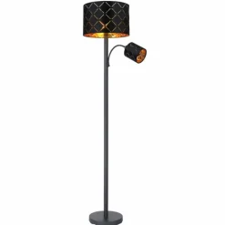 Lampes En Tissu-Luminaires Globo Lighting Lampadaire Globo SUNNA Noir, 1 lumière