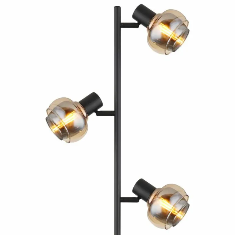 Suspension Verre Fumé-Luminaires Globo Lighting Lampadaire Globo TOKKI Noir, 3 lumières