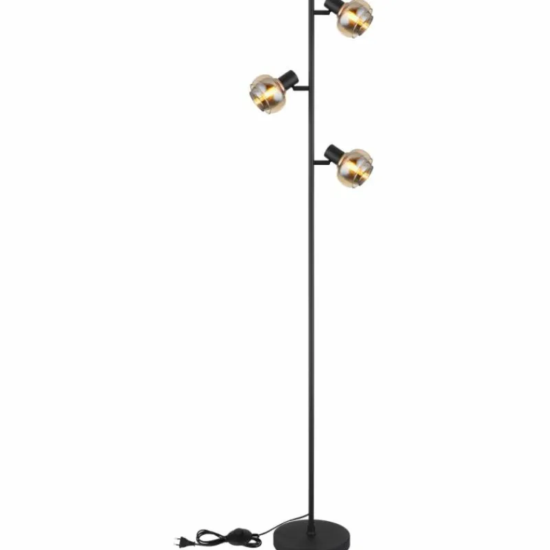 Suspension Verre Fumé-Luminaires Globo Lighting Lampadaire Globo TOKKI Noir, 3 lumières