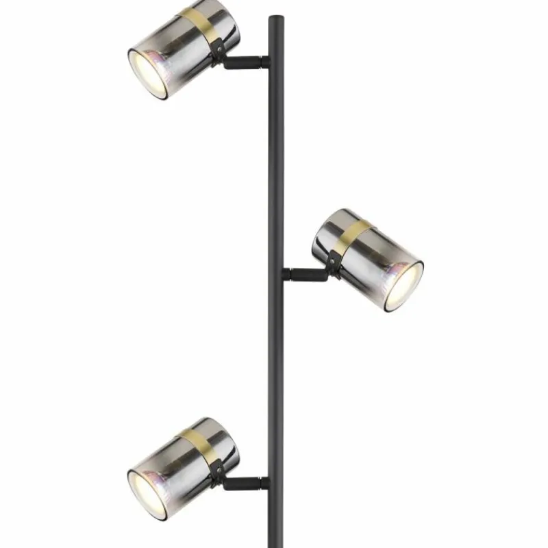 Suspension Verre Fumé-Luminaires Globo Lighting Lampadaire Globo TRABBY Noir, 3 lumières