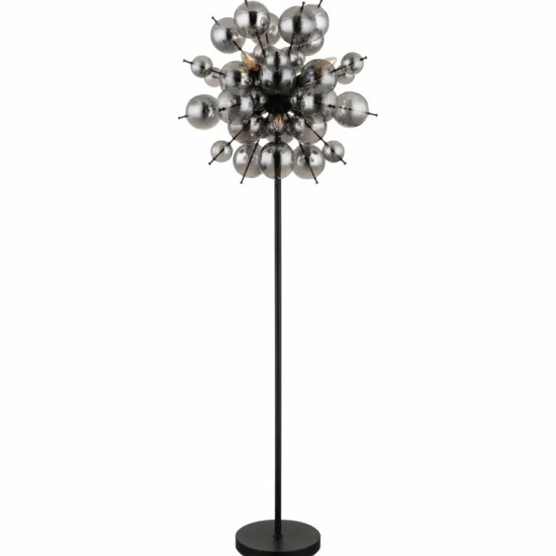 Suspension Verre Fumé-Luminaires Globo Lighting Lampadaire Globo UDO Noir, 6 lumières