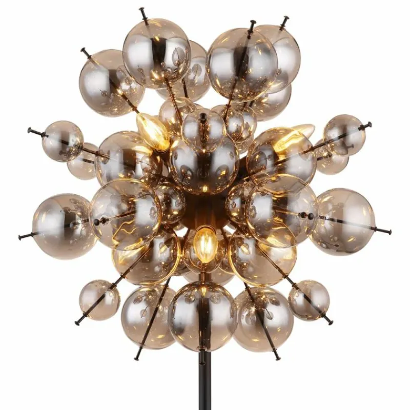 Suspension Verre Fumé-Luminaires Globo Lighting Lampadaire Globo UDO Noir, 6 lumières