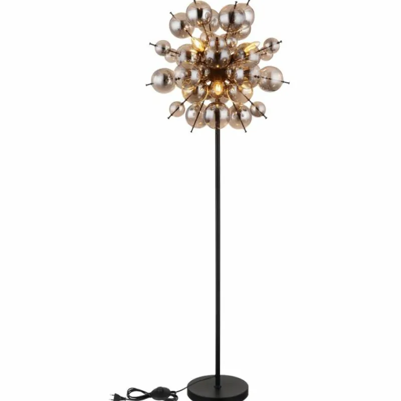 Suspension Verre Fumé-Luminaires Globo Lighting Lampadaire Globo UDO Noir, 6 lumières