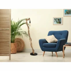 Lampes En Bois-Luminaires Globo Lighting Lampadaire Globo ULLEU Écru, Noir, 1 lumière