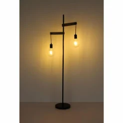 Lampes En Tissu-Luminaires Globo Lighting Lampadaire Globo VISSO Brun, Noir, 2 lumières