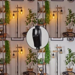 Lampes Vintages & Rétros-hofstein Lampadaire Gondo Écru, Noir, 2 lumières