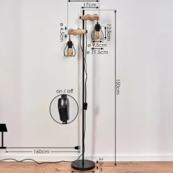 Lampes Vintages & Rétros-hofstein Lampadaire Gondo Écru, Noir, 2 lumières